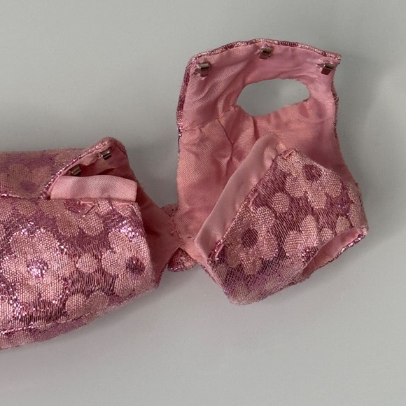 Fashion Doll Pink Glamour Metallic Dress Poppy Parker Outfit Retro 60s Floral IT - Picture 3 of 6